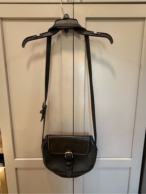 Fossil Black Leather Saddle Crossbody Bag